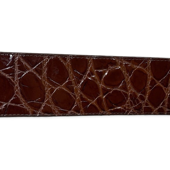 RARE Catherine Carson Bronze Medusa Buckle Brown Crocodile Belt, 33” - Picture 9 of 12